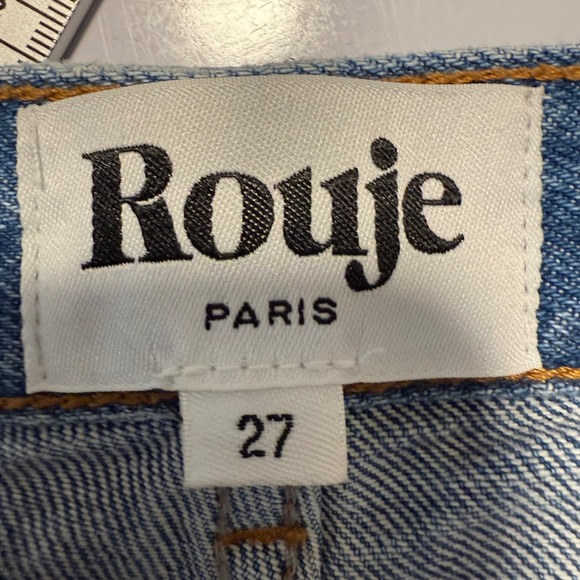Rouje Paris Marais Denim Jeans Indigo Blue High Waist Button Fly Straight Leg 27 - Picture 5 of 11
